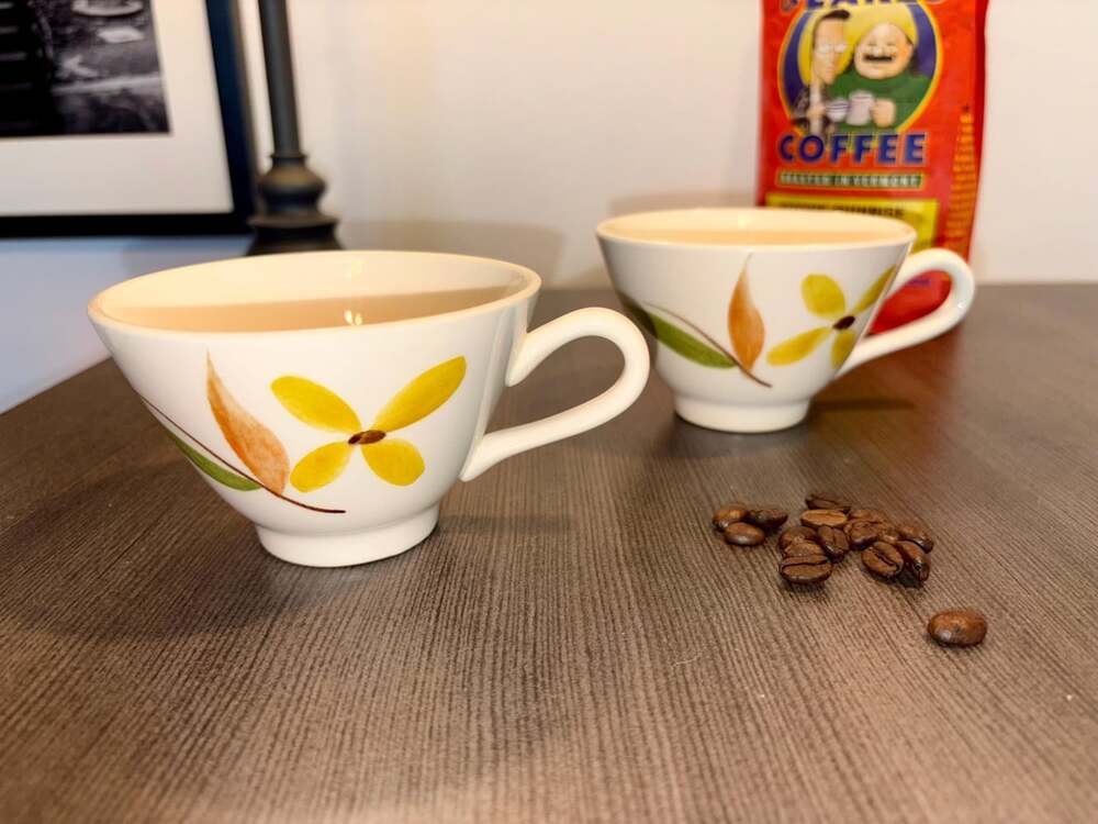 Vintage Southern Pottery Coffee/Tea Cups – Hand Painted Set of 2 – Dainty & Time